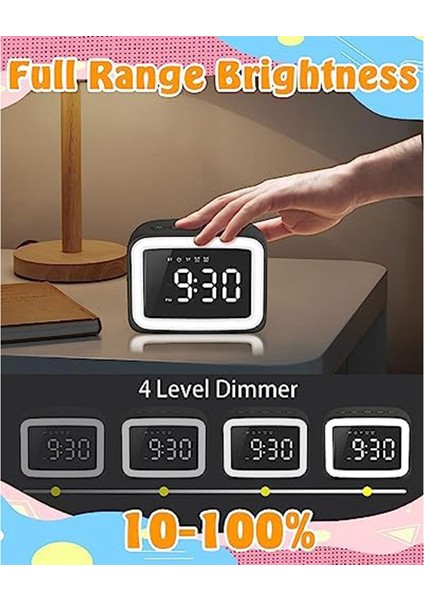 Yatak Odası Için Bluetooth Hoparlörlü Çocuk Çalar Saati, Kısılabilir Gece Işığı Siyah ile Çocuklar Için Çalar Saati Uyandırmak Için Tamam (Yurt Dışından)