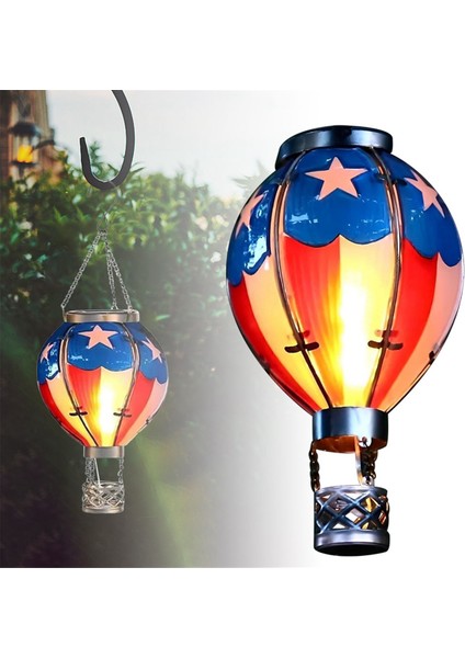 Güneş Enerjili Sıcak Hava Balonu Işık Fener Açık Bahçe Yard Asılı Dekorlar LED Işıklar 32 cm (Yurt Dışından)