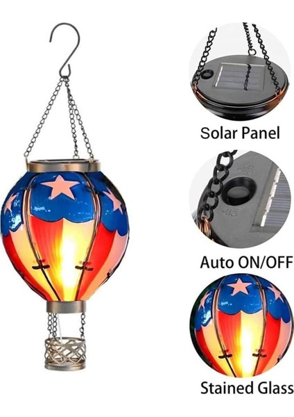 Güneş Enerjili Sıcak Hava Balonu Işık Fener Açık Bahçe Yard Asılı Dekorlar LED Işıklar 32 cm (Yurt Dışından) indirimleri