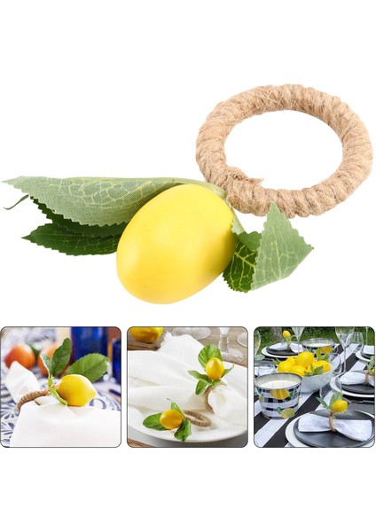 12 Adet Simülasyon Limon Bitki Peçete Halkası Meyve Yemeği Toka Otel Modeli Odası Peçete Halkası (Yurt Dışından)