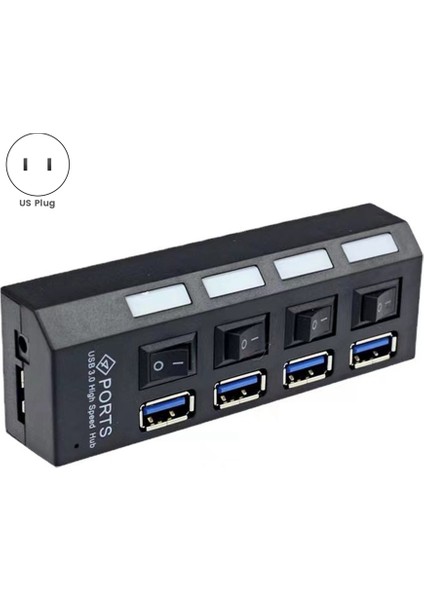 USB 3.0 Güç Adaptörü 4 Bağlantı Noktalı Çoklu USB Ayırıcı Hub 3.0usb Hub 50CM Kablo Hub Yerleştirme Istasyonu Abd Fişi (Yurt Dışından)