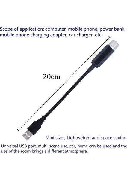 Araba LED Yıldızlı Işıklar Araç Iç Atmosfer Tavan Gece Yıldız Işığı Lambası USB Atmosfer Işıkları (Mavi) (Yurt Dışından)