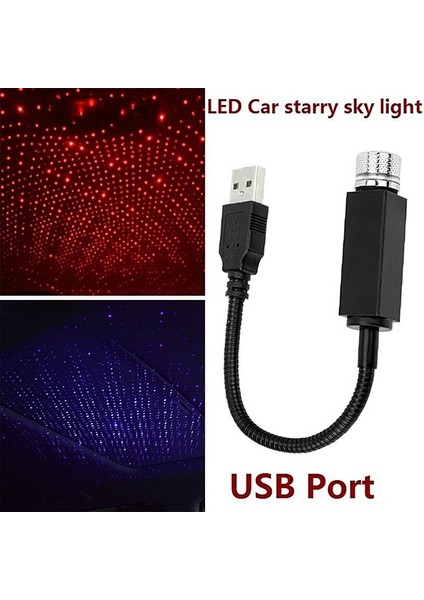 Araba LED Yıldızlı Işıklar Araç Iç Atmosfer Tavan Gece Yıldız Işığı Lambası USB Atmosfer Işıkları (Mavi) (Yurt Dışından)