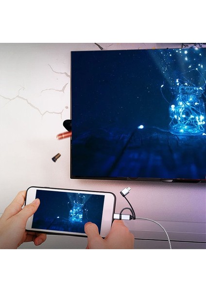 Mikro USB Tip C - 3'ü 1 Arada 2k Hdtv Tv Konektörü Monitör Android Akıllı Telefon Için USB Adaptör Kablosu (Yurt Dışından)