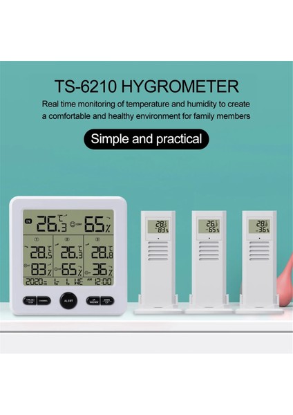 Hava Durumu Istasyonu Iç/dış Mekan Kablosuz Sensörler Dijital Termometre Higrometre LED LCD Ekran Termometre (Beyaz) (Yurt Dışından)