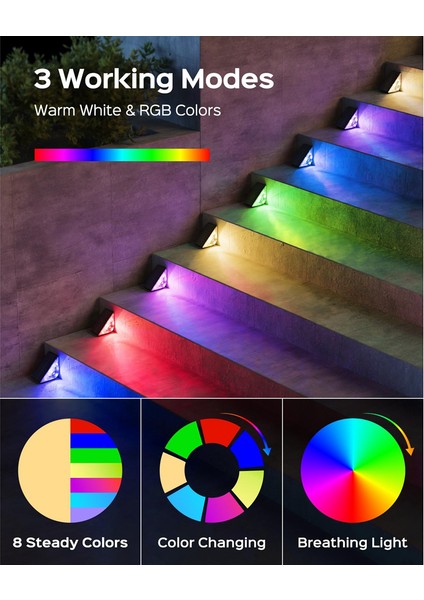 Güneş Adım Işıkları Su Geçirmez Rgb Güneş Merdiven Güverte Işıkları Sundurma, Arka Bahçe, Bahçe Için Güneş Enerjili LED Işıklar Dekor (Yurt Dışından) indirimleri