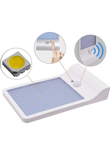 450LM 36LED Solar Sokak Lambası Montaj Çubuğu Spor Işık Hareket Sensörü Işık Bahçe Duvar Lambası Beyaz (Yurt Dışından)
