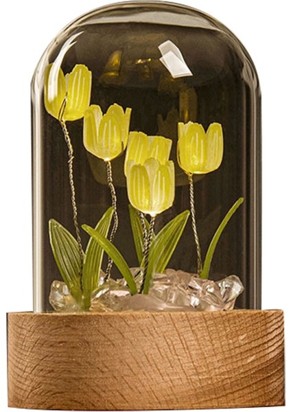 Lale Gece Lambası El Yapımı Dıy Malzeme Lale Kız Oturma Odası Gece Lambası Masaüstü Işığı Romantik Ortam Lambası-Sarı (Yurt Dışından)