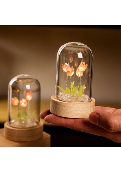 Lale Gece Lambası El Yapımı Dıy Malzeme Lale Kız Oturma Odası Gece Lambası Masaüstü Işığı Romantik Ortam Lambası-Sarı (Yurt Dışından) fiyatları