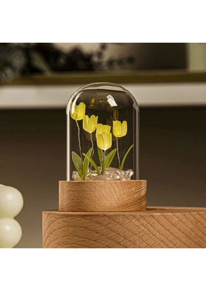 Lale Gece Lambası El Yapımı Dıy Malzeme Lale Kız Oturma Odası Gece Lambası Masaüstü Işığı Romantik Ortam Lambası-Sarı (Yurt Dışından) indirimleri