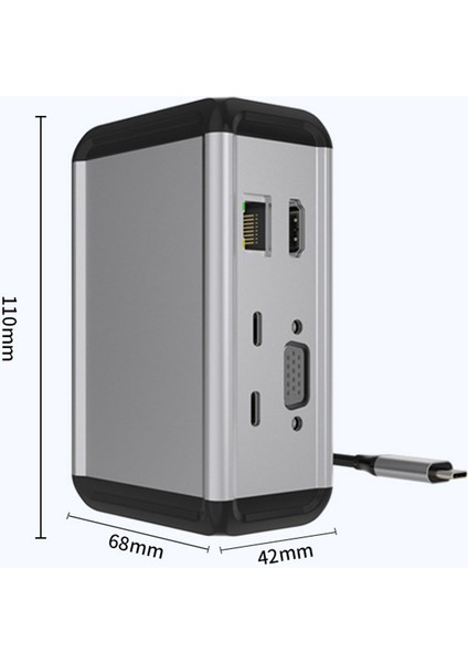 12'si 1 Arada Dikey USB 3.0 4K -Uyumlu VGA Tf Okuyucu Usb-C Ayırıcı Tip C Hub Ethernet Adaptörü Bağlantı Istasyonu (Yurt Dışından)