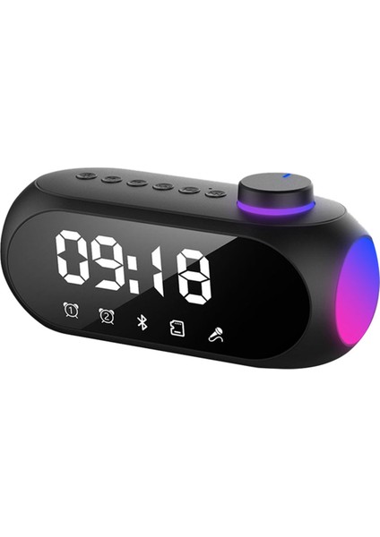 Taşınabilir Mini Fm Radyo Alıcısı Hifi Ses Rgb Bluetooth Hoparlör Saatli Çift Çalar Saat Desteği Handsfree -A (Yurt Dışından)