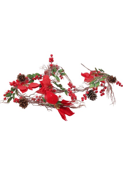 6.3ft Kırmızı Berry Noel Çelenk, Yapay Atatürk Çiçeği Garland, Çam Kozalakları ile Noel Berry Çelenk (Yurt Dışından)