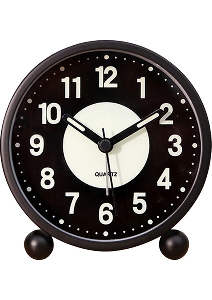 Çalar Saat Aydınlık 4 Inçyuvarlak Sessiz Analog Masa Saati Geçmeyen, Yatak Odası Için Yüksek Alarmla Çalıştırılır (Yurt Dışından)