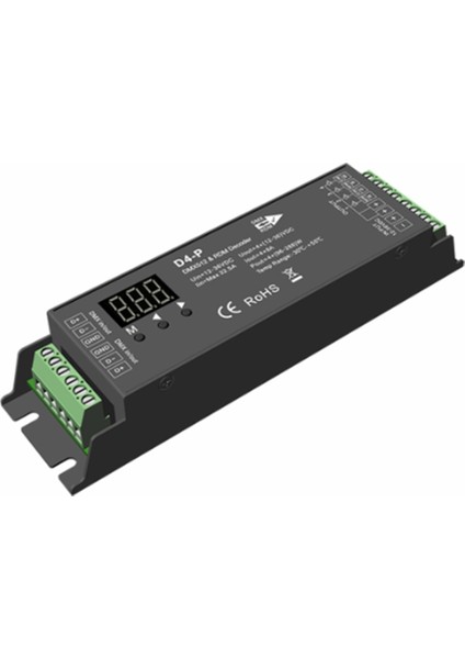 D4-P 4 Kanal Pwm Sabit Gerilim Dmx ve LED Dekoder Kontrol Cihazı Dijital Ekran Xlr3 RJ45 Bağlantı Noktası DC12-36V Giriş 8AX4CH (Yurt Dışından)