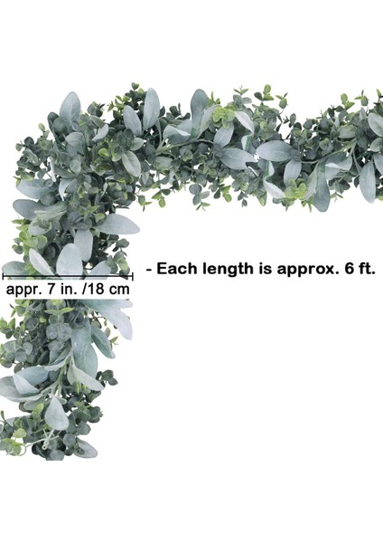 Sahte Karışık Okaliptüs Yaprakları ve Kuzu Kulak Yaprakları Garland Çiftlik Evi Için Gri Yeşil Yapay Yeşillik Garland (Yurt Dışından)