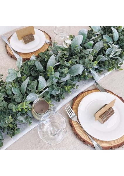 Sahte Karışık Okaliptüs Yaprakları ve Kuzu Kulak Yaprakları Garland Çiftlik Evi Için Gri Yeşil Yapay Yeşillik Garland (Yurt Dışından) modelleri