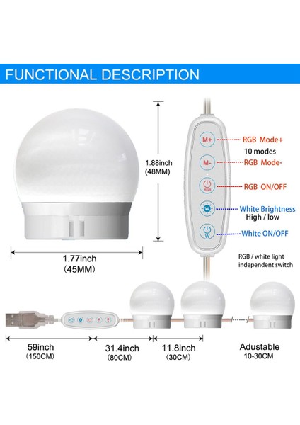 Mod Renk Makyaj Aynası Işık LED Dokunmatik Karartma Vanity Tuvalet Masası Lambası Ampul USB 12 V (Yurt Dışından)