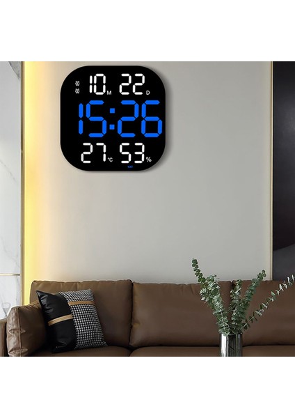 LED Dijital Duvar Saati Uzaktan Kumanda Sıcaklık Tarih Hafta Ekranı Ayarlanabilir Parlaklık Masa Çalar Saat Mavi (Yurt Dışından)