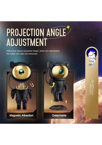 Yıldız Projektörü Galaxy Gece Lambası - Astronot Uzay Projektörü, Zamanlayıcılı Uzaktan Kumandalı Yıldızlı Tavan Lambası, Çocuk Odası Dekoru (Yurt Dışından) fiyatları