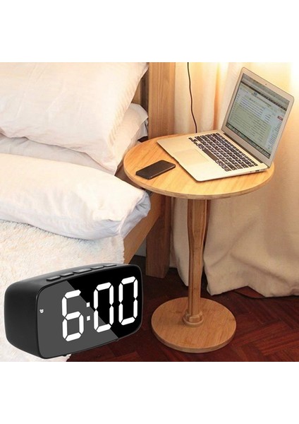 Akıllı Dijital Çalar Saat Başucu, Yeşil LED Seyahat USB Masa Saati 12/24H Tarih Sıcaklık Erteleme Yatak Odası Için, Siyah (Yurt Dışından)