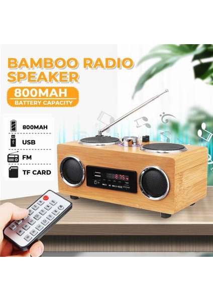 Kablosuz Ahşap Retro Hoparlör Radyo Subwoofer Ev Ses Sütunu Bluetooth Müzik Merkezi Desteği Usb/tf/fm (Yurt Dışından)