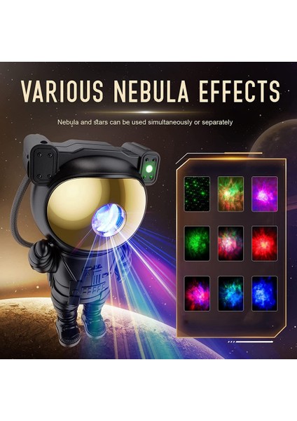 Yıldız Projektörü Galaxy Gece Lambası - Astronot Uzay Projektörü, Zamanlayıcılı Uzaktan Kumandalı Yıldızlı Tavan Lambası, Çocuk Odası Dekoru (Yurt Dışından) fırsatları