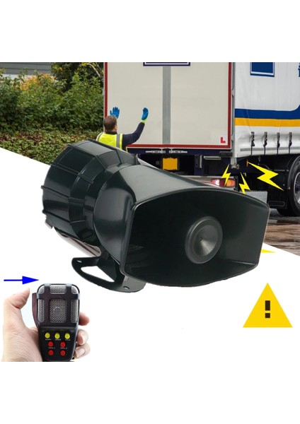 Araba Uyarı Alarmı Kamyon 7 Ses Yüksek Alarm Hoparlörü 12V Siren Havalı Korna Megafon Polis Itfaiyeciler Araba Kornası 110DB (Yurt Dışından)