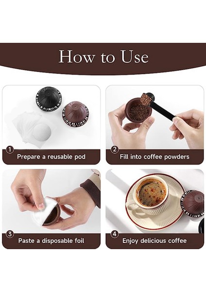 Vertuoline Dolum Vertuoline Pod ile Uyumlu Doldurulabilir Kahve Kapları, 50 Folyo Kapaklı Pod Dolum Kiti (Yurt Dışından) indirimleri