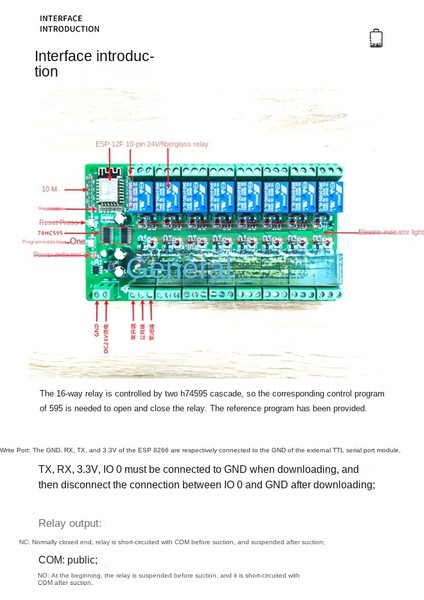 ESP8266 Wıfı 16 Kanal Röle Modülü ESP-12F Geliştirme Kartı Gücü, 16 Yollu Röle Modülü, Besleme Modu 24V (Yurt Dışından)