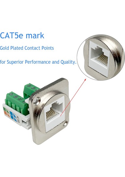 RJ45 Panel Montajlı Vidalı Terminal Adaptörü, RJ45/8P8C Panel Montaj Konnektörü, D-Tipi RJ45 Dişi Lehimsiz Terminal (Yurt Dışından)