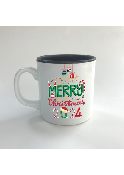 Merry Christmas 2024 Baskılı Siyah Multi Yılbaşı Kupası