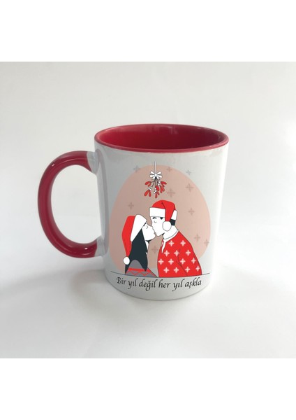 Bir Yıl Değil Her Yıl Aşkla Baskılı Kırmızı Mega Yılbaşı Kupası