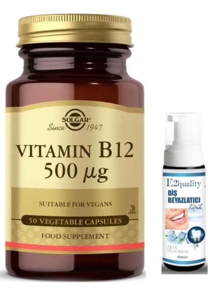 ​Solgar Vitamin B12 500 Mcg 50 Kapsül - Diş Beyazlatıcı Köpük