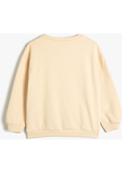 Dinozorlu Sweatshirt Bisiklet Yaka Uzun Kollu Şardonlu Pamuklu fiyatları