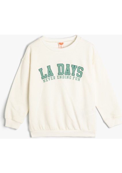 Sweatshirt Uzun Kollu Bisiklet Yaka Şehir Temalı Şardonlu Pamuklu