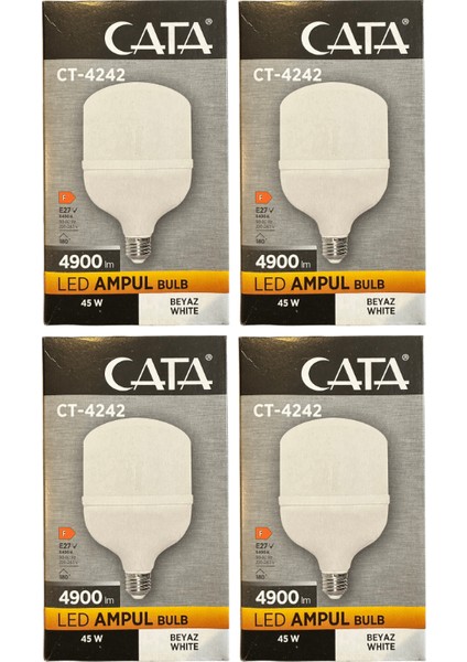 CT-4242 45W 6400K (Beyaz Işık) E27 Duylu LED Torch Ampul (4 Adet)