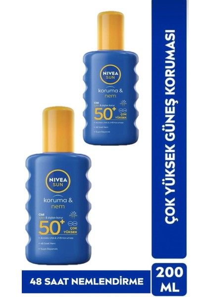 Sun Güneş Kremi Çok Yüksek Koruma SPF50 200 ml Sprey X2