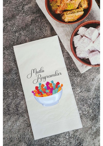 Mutlu Bayramlar Şeker Bayram Konuşan Peçete Sunum Peçetesi