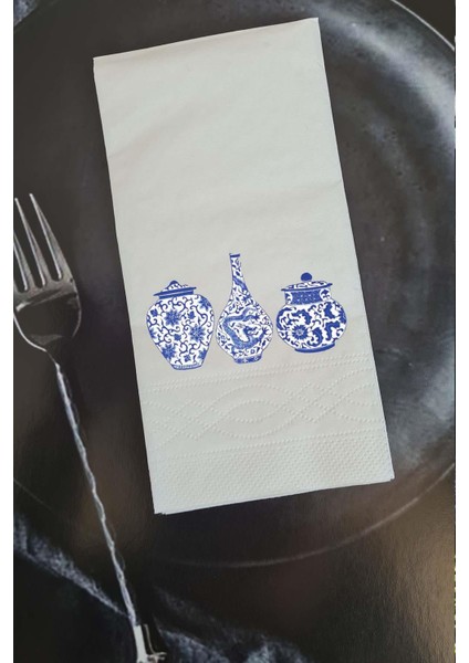 Bleu Blanc Vazolar Konuşan Peçete Sunum Peçetesi