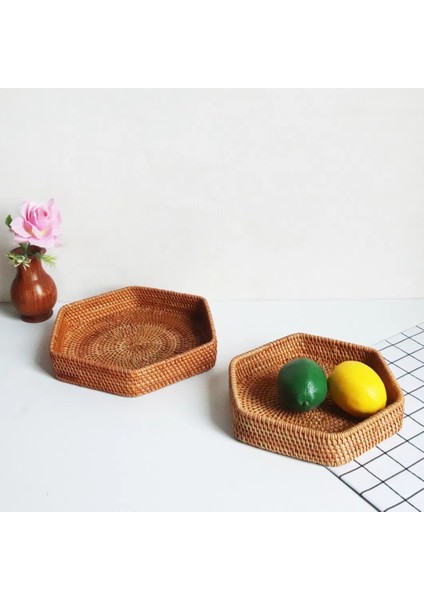 2'li Set - El Yapımı Altıgen Rattan Düzenleyici