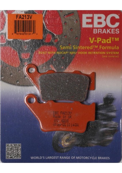 FA213V 2012-2013 Ktm 690 Smc R Uyumlu Arka Fren Balatası Yarı Sinterli Balata