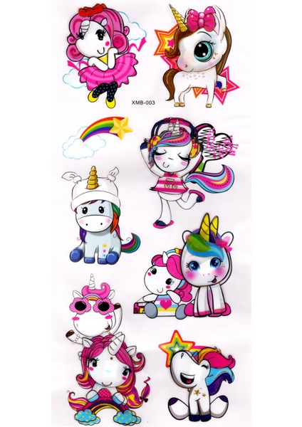 Duvar Sticker Kabartmalı 3 Boyutlu Sticker, 3D Duvar Stiker 55 x 25 cm - Unicorn Cute