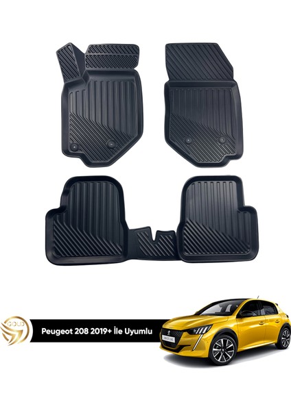 Black Gold Peugeot 208 3D Havuzlu Paspas 2019-2023 + Bagaj Havuzu Ikili Set