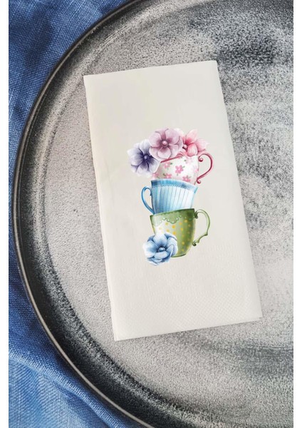 Tatlı Kahve Fincanları Konuşan Peçete Sunum Peçetesi