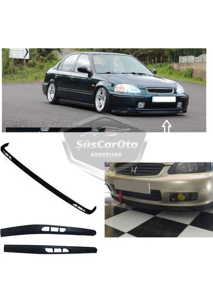 Honda Civic Ies Ek Ej 1996-2000 Uyumlu Üniversal Laguna Lip Esnek Ön Lip 2 Parça Tampon Altı Dil Karlık Ön Ek fırsatları