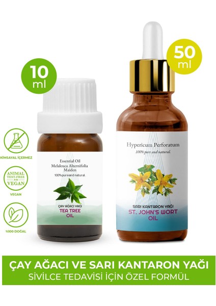 Çay Ağacı Yağı 10 Ml, Sarı Kantaron Yağı 50 ml 2'li Set