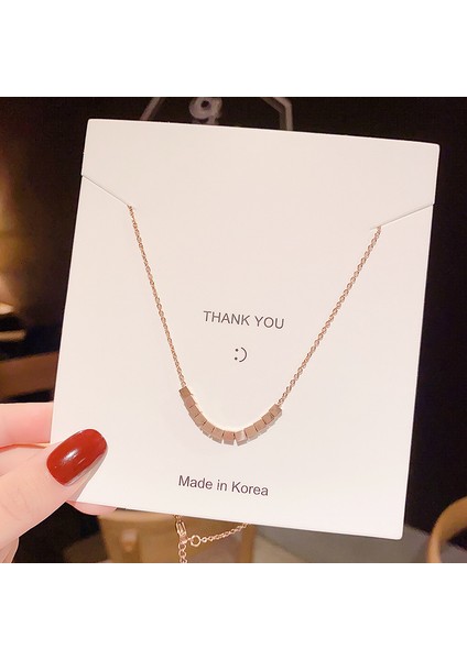 Kadın Moda Kolye Takı Titanyum Çelik KOLYE-X117 Pembe Altın (Yurt Dışından)