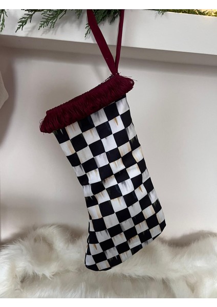 Tuğçe Demir Home Design Yılbaşı Şömine Çorabı Dama Desen