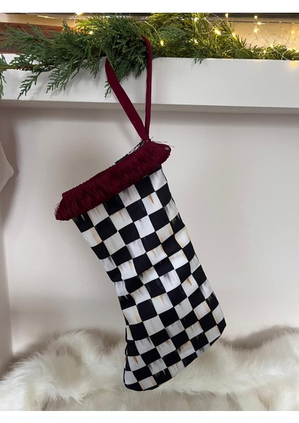 Tuğçe Demir Home Design Yılbaşı Şömine Çorabı Dama Desen fiyatları